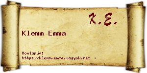 Klemm Emma névjegykártya